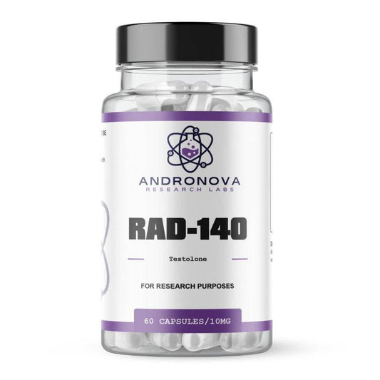 AndroNova Research Labs Rad-140 selective androgen receptor modulator bottle with 60 capsules
